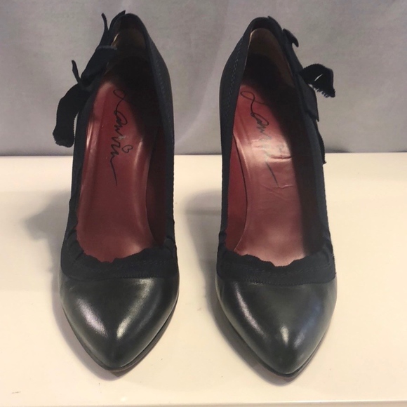 Lanvin Navy Blue Grosgrain Ribbon Pumps - Picture 3 of 8